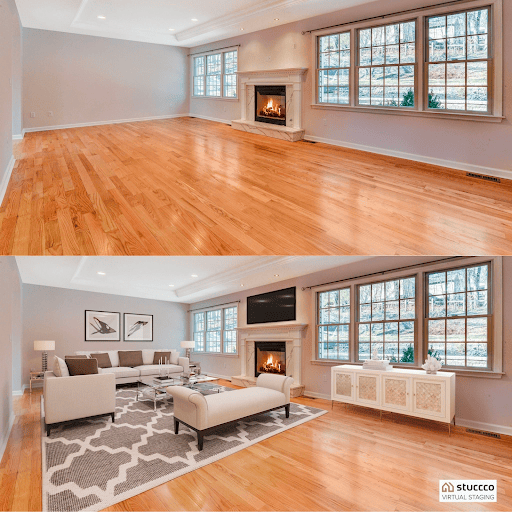 example of virtual staging for real estate agents from Stuccco