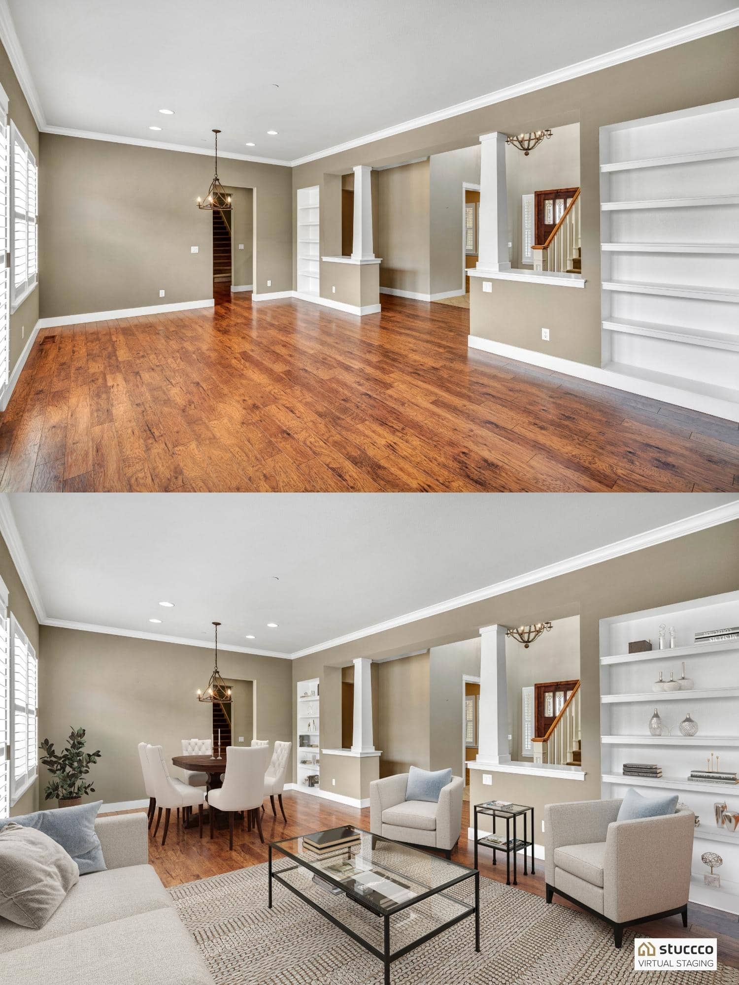 virtual staging an empty room Stuccco